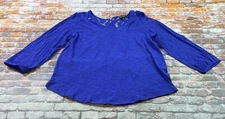 Lucky Brand Shirt Ladies Medium Blouse 3/4 Sleeve Round Neck Casual Top Womens