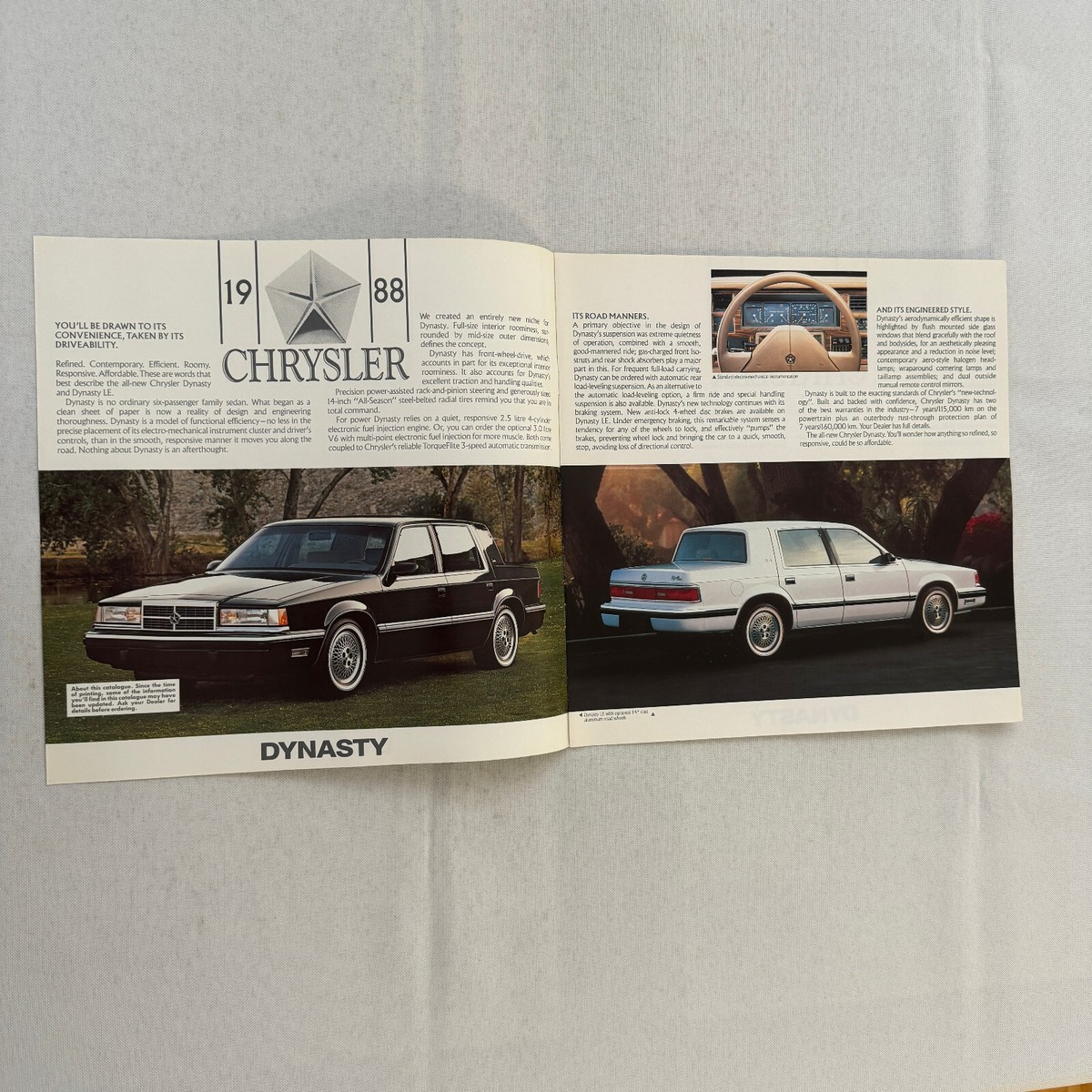 1988 Chrysler Dynasty Car Sales Brochure Catalog Advertising | eBay