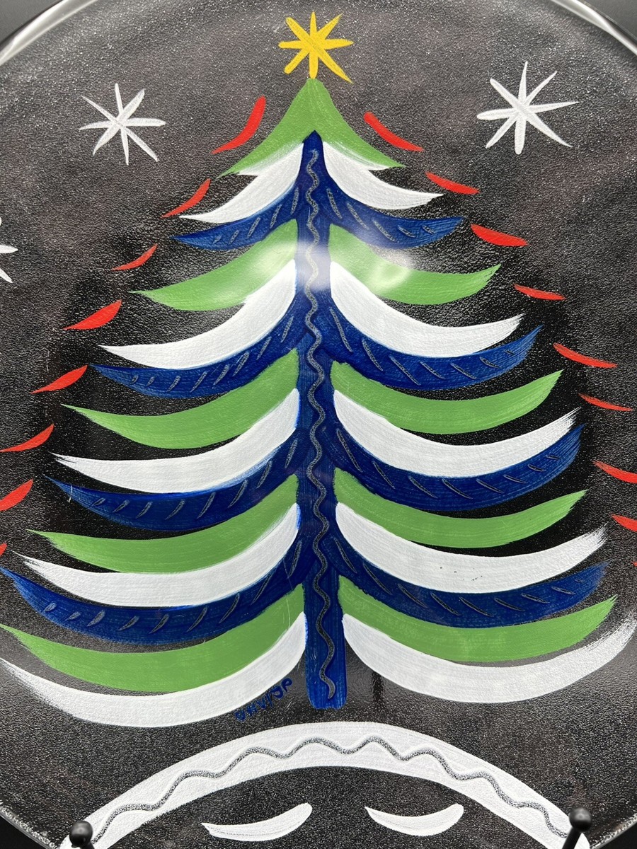 Kosta Boda Hand Painted 13” Christmas Tree Plate Signed Ulrica
