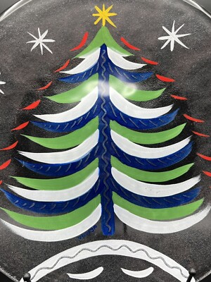 Kosta Boda Hand Painted 13” Christmas Tree Plate Signed Ulrica