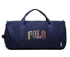 Polo Ralph Lauren Multicolored Unisex Duffle Bag Exterior Side Pocket Navy NWT