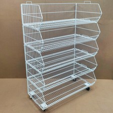 White  5 Tier Stackable Display Baskets-100cm