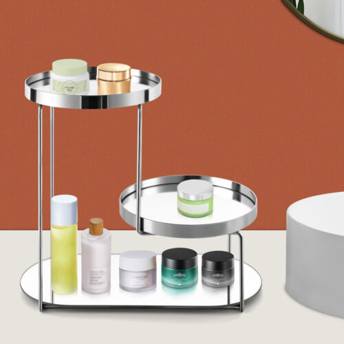 Cosmetics Storage Display Rack Bathroom Makeup Organizer Countertop Silver