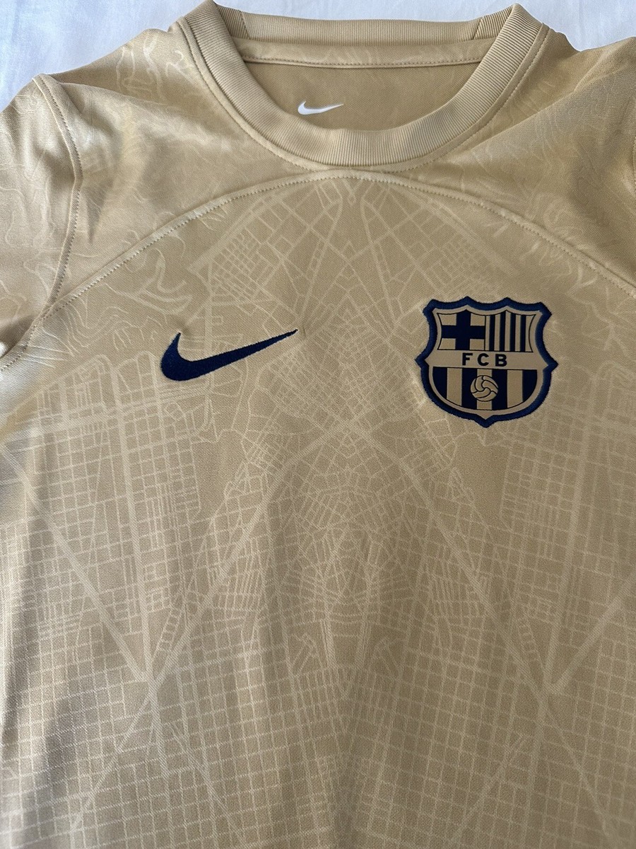 Nike FC Barcelona Dri-Fit Away Gold Soccer Jersey DJ7849-715