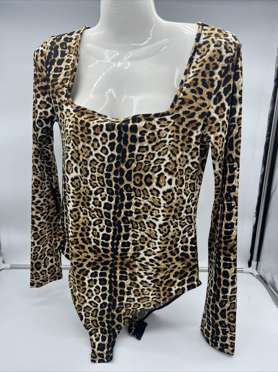 MANGOPOP Women's Medium Long Sleeve Bodysuit Square Neck