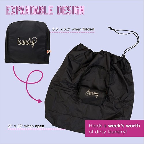Miamica Foldable Travel Laundry Bag Drawstring Closure, Assorted Color and Style - Picture 54 of 157