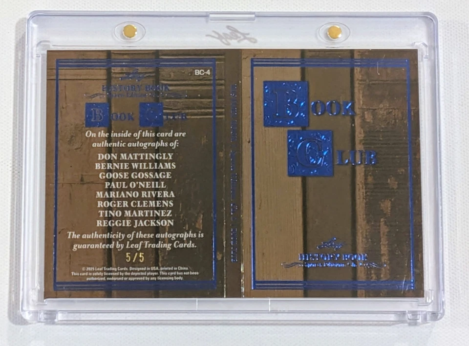 5/5 New York Yankees 8 HOF Autos 2025 Leaf History Book Sports Edition SSP - Image 2 of 4