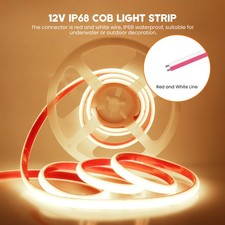 IP68 Rated 12V COB LED Strip Light Peel & Stick Cuttable Indoor/Outdoor Lighting