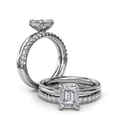 14 Karat Gold Diamant Ring Set Smaragd E F VVS2 1,50 Karat Weiß IGI CVD Lab G...
