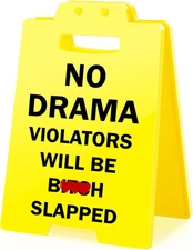 Funny Office Desk Sign - Small Fun Gag Desk Warning Caution Sign Cubicle Workpla