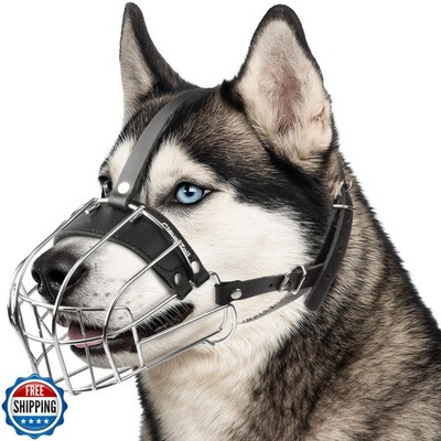 CleverTail Metal Husky Muzzle for Large Sized Dog   Basket Muzzle for Dogs wi