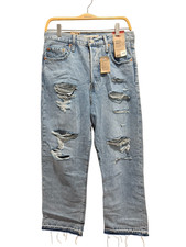 Levi's Ribcage Straight Ankle Distressed Jeans Women's Size 30x27 Light Blue