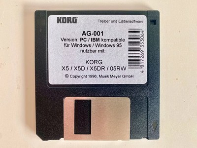 KORG Treibersoftware AG-001 für KORG X5/X5D/X5RW 1996 Version PC/IBM      