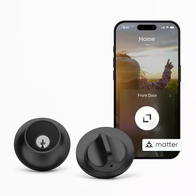 Lock (Matter) Matte Black Matter-Over-Thread Smart Lock Single Cylinder Deadbolt