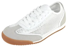 TOP MODA Women Mesh Sneakers Lightweight Breathable Suede Gum Sole CARLY-1 White