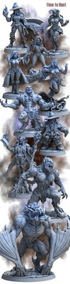 Time to Hunt - 10 Fantasy Monster & Hunter Miniaturen Resin RPG Encounter Set