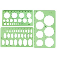 3 Pack Circle Templates, Ellipse Drawings Templates  Drafting Stencils, Meas...