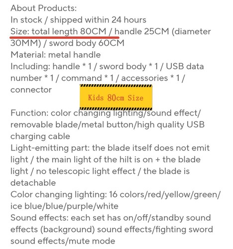 Kids 80cm Anakin Skywalker Metal RGB Lightsaber With Blade Halloween & Cosplay - Picture 4 of 7