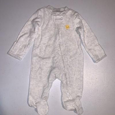 Simple Joys by Carter's Newborn Striped Sun One-Piece Bodysuit White Gray