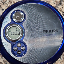 Philips AX2412 45 Seconds ESP Portable CD Player w/ LCD Display Blue/Silver
