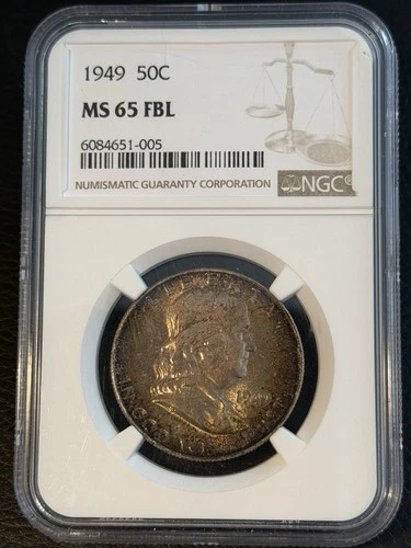1949 Franklin half dollar NGC MS65 FBL Toned