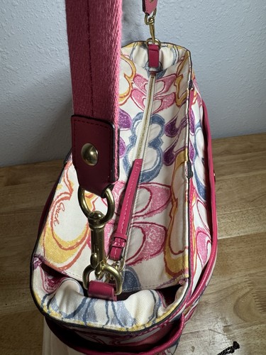 Authentic Coach Scribble Diaper Bag w/Pink Leather Trim Adjustable Strap - Picture 6 of 22