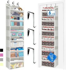 Over the Door Organizer Storage 6 Tier, 12 Large Capacity Side Pockets, Heavy