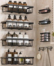 8 Pack Adhesive Rustproof Shower Caddy with Soap Dishes, Toothbrush Holder Hoo