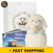Sawnfay Baptism Gifts for Boys - Plush Lamb  Blessing Book Set