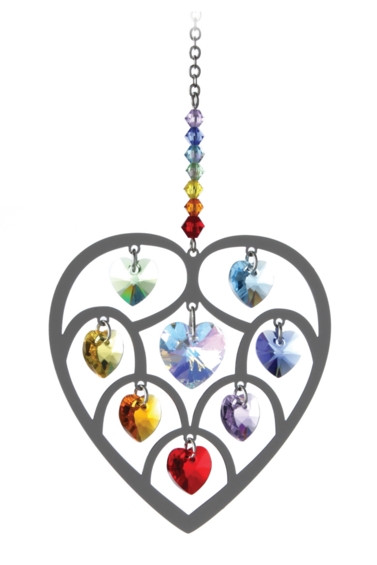 Chakra Silver Large Chrome & Crystal Heart Pure Radiance Hanging Sun-catcher Box