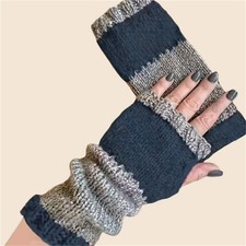 Winter Warm Knit Half Finger Gloves Thick Thermal Fingerless Gloves For Women's