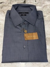 Gucci Italy men’s button Up dress shirt Charcoal Black NEW 41 / 17 1/2