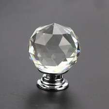 Crystal Glass Cabinet Knobs 20-50mm Clear Drawer Pull Handles UK