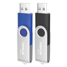 TOSPLUS 2Pack 64GB USB 2.0 Flash Drives Thumb 64GB, Black/Blue 