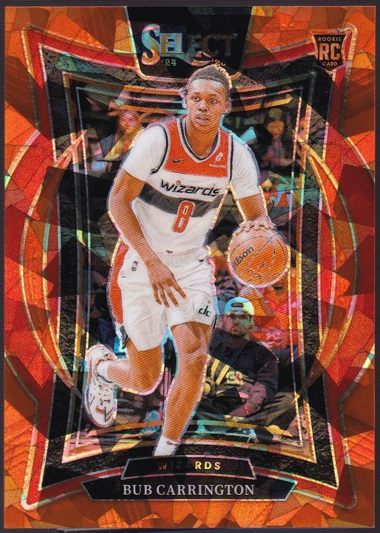 2024-25 Panini Select Cracked Ice Orange Prizm RC Bub Carrington #81 071/275