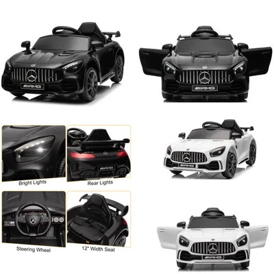 LEADZM MercedesBenz GTR 12V Kinder Elektroauto Schwarz-weiß Fernbedienung Power Display