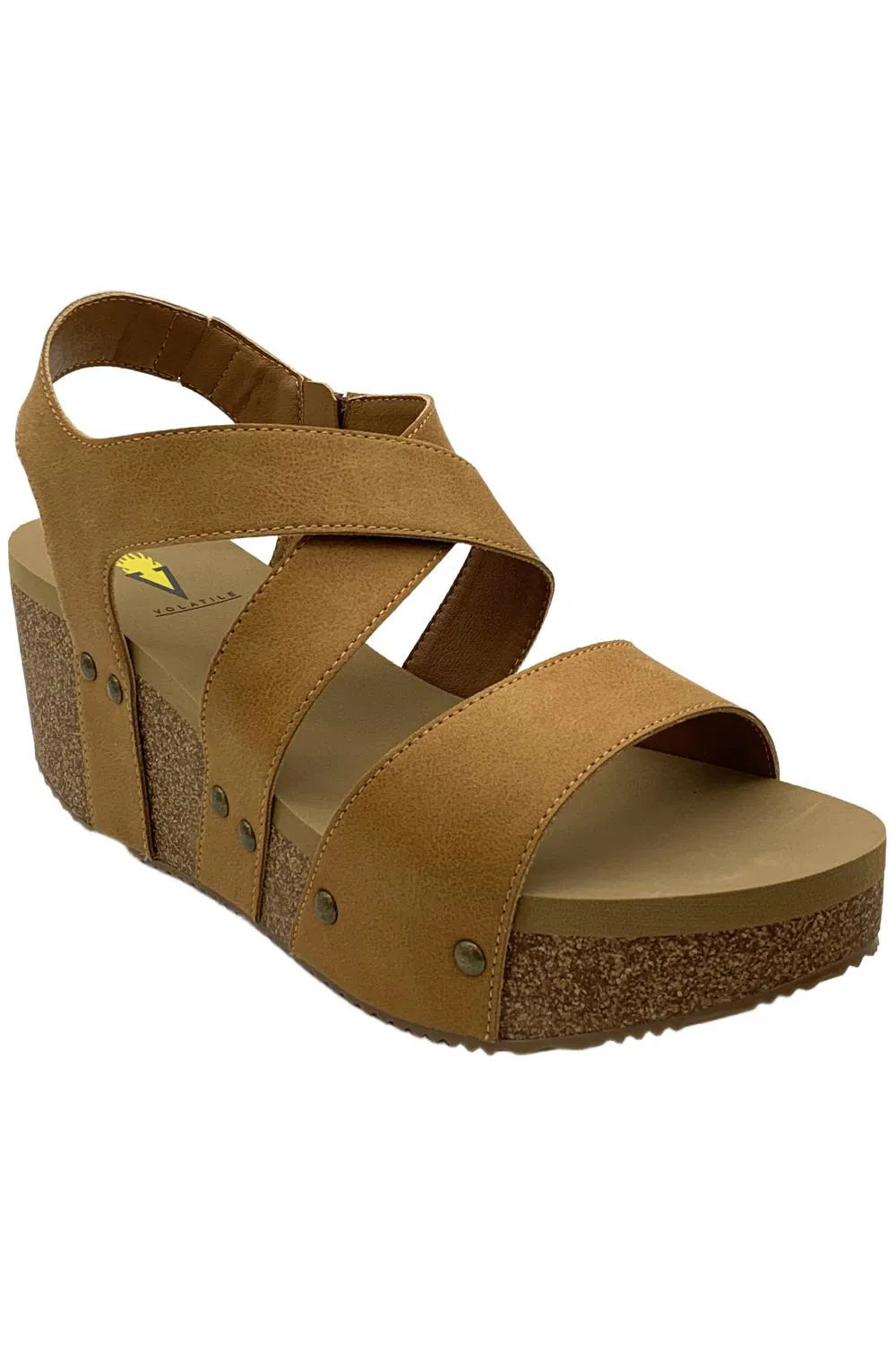 Volatile Womens Sunkissed Wedged Ankle Zip Sandals Tan 6790₽