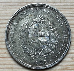 NICE DETAILS SILVER 20 CENTESIMOS URUGUAY 1920