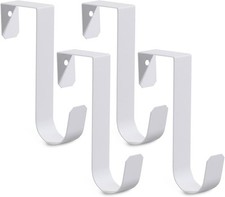 4 Pack Over The Door Hooks, Sturdy Metal Single White Hanger 4,
