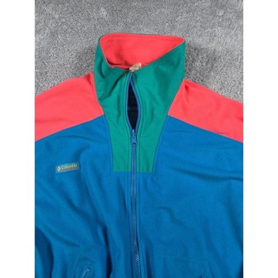 Vintage Columbia Sportswear Colorblock Full Zip Track Jacket Blue Pink Green