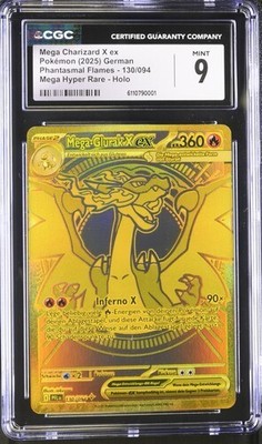 2025 Mega Charizard Glurak X ex #130/094 mega hyper rare no PSA CGC 9 Deutsch