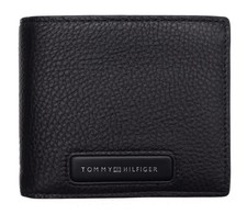 Tommy Hilfiger - PORTAFOGLIO MONOGRAM WALLET RFID PICCOLI SOLDI PELLE - NERO - NUOVO
