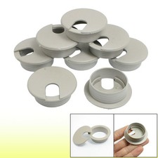 8 Pcs Office Computer Desk Cable Hole Covers Plastic Grommets 35mm Dia.Gray