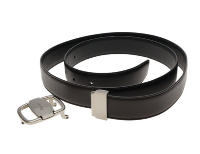 Salvatore Ferragamo L18743 Gunmetal Buckle Reversible Leather Belt