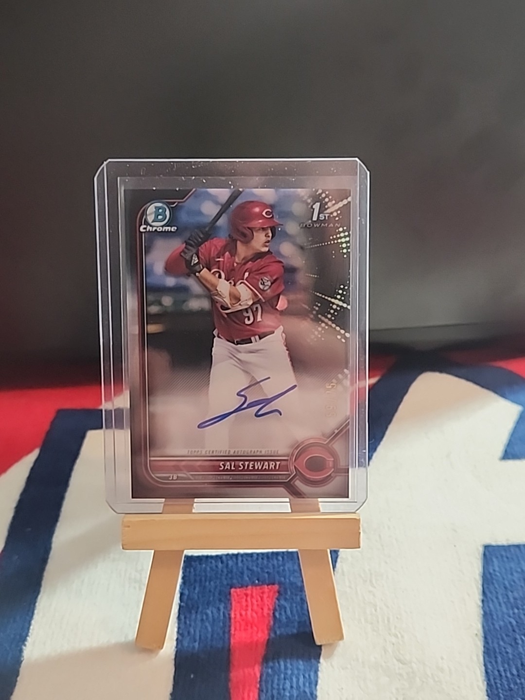 Sal Stewart 2022 Bowman Chrome 1st Autograph Auto Black Refractor /75 Reds