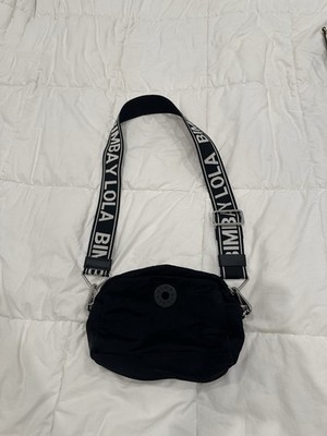 Bimba y Lola Black Small Crossbody Bag Zip Logo Strap Silver Hardware