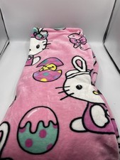 Hello Kitty Pink Bunny Easter Plush Silk Touch Throw Blanket 50x70 NEW With Tags