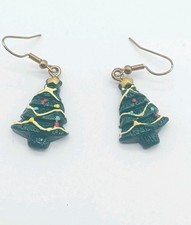 Christmas Tree Pierced Earrings Dangle Decorated Garland Ornaments