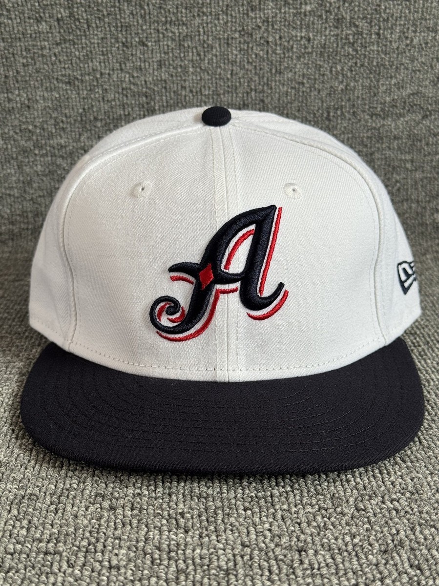 New Era 59FIFTY Fitted Hat White Crown Black Brim Script A Logo Size 7 1/4