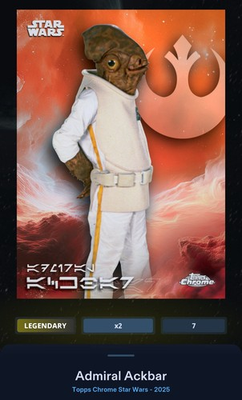 #ad Admiral Ackbar Aurebesh SP Orange 25cc Star Wars Card Trader Topps Chrome 2025 $7.99